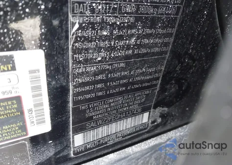 2017 Land Rover Range Rover Sport 5.0L V8 Supercharged Svr z USA, uszkodzony, nr VIN SALWZ2FE0HA137436